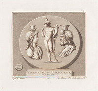 KG 14958
<br/>
Serapis, Isis en Harpocrates
<br/>
<em>Klauber, Ignaz Sebastian (1753-1817)</em>